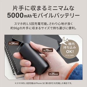 Owltech(オウルテック) PD20W対応 5000mAh コンパクトモバイルバッテリー ブラック OWL-LPB5018-BK 【  充電器 スマホ モバイルバッテリ 家電 神奈川県 海老名市 】