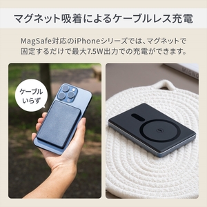 Owltech(オウルテック) マグネット式ワイヤレス充電 5000mAh PD20W/ワイヤレス15W USB Type-C入出力対応 モバイルバッテリー OWL-LPBMG5002-BK ブラック