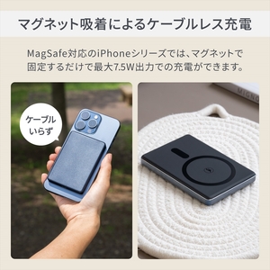 Owltech(オウルテック) マグネット式ワイヤレス充電 5000mAh PD20W/ワイヤレス15W USB Type-C入出力対応 モバイルバッテリー OWL-LPBMG5002-NV ネイビー