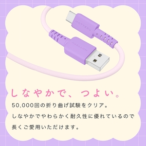MOTTERU(モッテル) バイカラーケーブル USB-A to USB-C iPhone16 15 Android各種 しなやか 絡まない データ転送 ケーブルバンド付 0.5m 全3色 2年保証(MOT-BCECAC50) ミントフラミンゴ 【 神奈川県 海老名市 スマホケーブル 充電ケーブル タイプA ガジェット】