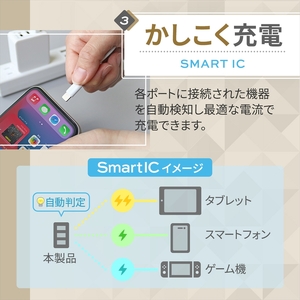 Owltech(オウルテック) スマートIC搭載 急速充電2.4A出力対応 USB Type-A 3ポートAC充電器 ホワイト OWL-ACU348AS-WH
