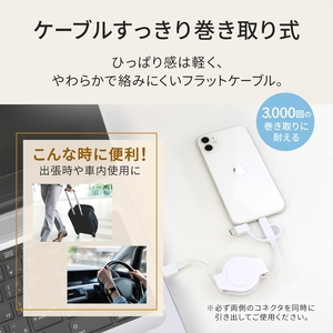 Owltech(オウルテック) Type-C、Lightning、microUSBもこれ一本 軽量・コンパクトな両引き巻取り3in1ケーブル OWL-CBR2AMLC10-BK