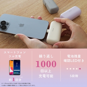 MOTTERU(モッテル) ダイレクトモバイルバッテリー 5,000mAh PD20W対応 USB-Cコネクタ 2台同時充電 PSE適合製品 2年保証（MOT-MB5002） ピーチスフレ【 神奈川県 海老名市 】