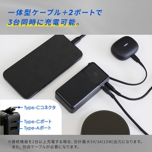 Owltech(オウルテック) USB Type-Cケーブル一体型 デジタル表示搭載 10000mAh 最大PD30W対応 USB Type-C入出力 USB Type-A出力 モバイルバッテリー OWL-LPB10026C-BK ブラック【 神奈川県 海老名市 】