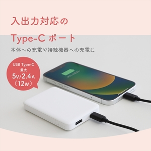 Owltech(オウルテック) 5000mAh 最大12W入出力対応 USB Type-C入出力／USB Type-A出力 モバイルバッテリー OWL-LPB5028-WH ホワイト【 神奈川県 海老名市 】