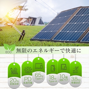 災害時などに電源として使える 3つ折りソーラーパネル電源 120W OWL-SLP120W-BK　オウルテック