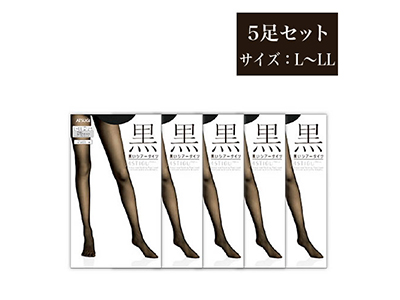 ASTIGU【黒】ストッキング 5足セット ( サイズ:L~LL )