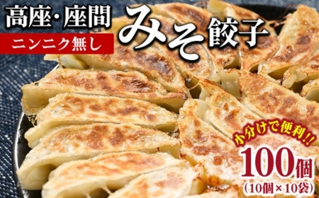 高座・座間みそ餃子（ニンニク無し）100個（10個×10袋）｜ ぎょうざ ギョウザ 味噌 おつまみ おかず 惣菜 簡単調理 中華 グルメ お取り寄せ 冷凍 小分け