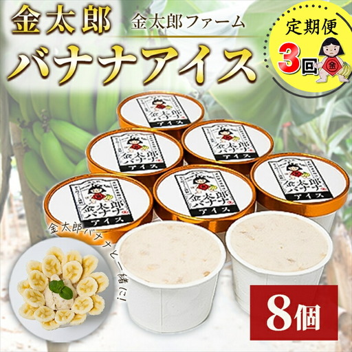 定期便：金太郎バナナアイス（24個）：8個×3回（毎月お届け） 毎栽培期間中農薬不使用 【国産 ギフト プレゼント 贈り物 お返し おいしい 果物 くだもの フルーツ お歳暮 お中元 】