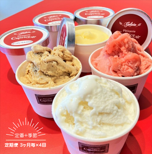 【定期便 3ヶ月毎×4回】 洋菓子屋がつくったデザート系ジェラート（10個：定番6、季節4）×3ヶ月毎で4回  ※定番：バニラ2・イチゴ2・ハチミツナッツ2と4個は季節のもの【 デザート アイス 神奈川県 南足柄市 】