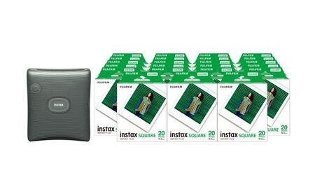 「スマホプリンターinstax™“チェキ”スクエアセット」instax™ スクエアフォーマットフィルム 2パック×23（合計460枚撮影可能）スマホプリンター“チェキ”「instax SQUARE Link™ Midnight Green」×1