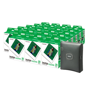 「スマホプリンターinstax™“チェキ”スクエアセット」instax™ スクエアフォーマットフィルム 2パック×23（合計460枚撮影可能）スマホプリンター“チェキ”「instax SQUARE Link™ Midnight Green」×1