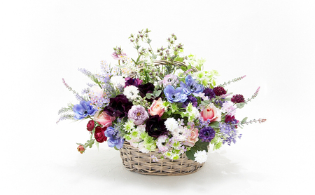 アーティフィシャルフラワー　造花　フラワーアレンジメント オーダーメイド◎  1 アーティフィシャルフラワーのバスケットアレンジメント