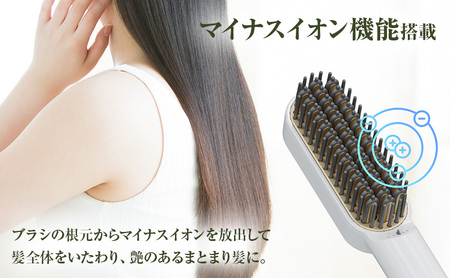 ヒートブラシ FFF-RFB2MB-AYASE（ブラック）ヒートブラシ ミニ ヘアアイロン ブラシ型 マイナスイオン 耐熱ポーチ付き 海外対応 ストレートヘア 綾瀬市 神奈川県
