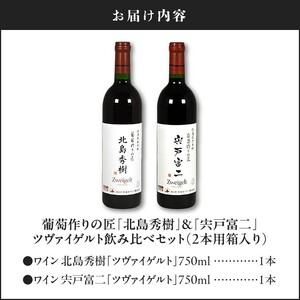 【ワイン】葡萄作りの匠「北島秀樹」&「宍戸富二」ツヴァイゲルト飲み比べセット【余市】_Y034-0093