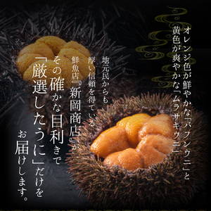 【2026年夏発送】塩水ウニ【バフンウニ＆ムラサキウニ】各100g×2パック 北海道余市町産 塩水ウニ発祥の地 高級ウニ 高級雲丹 ムラサキウニ 白ウニ バフンウニ 赤うに 目利き 北海道産ウニ 余市産ウニ 雲丹 うに 塩水うに _Y037-0343