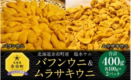 塩水ウニ【バフンウニ&ムラサキウニ】各100g×2パック 2023年夏発送 北海道産
