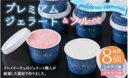 クレメリーチェのジェラート職人が厳選した素材で作るプレミアムジェラート&ソルベ8個セット