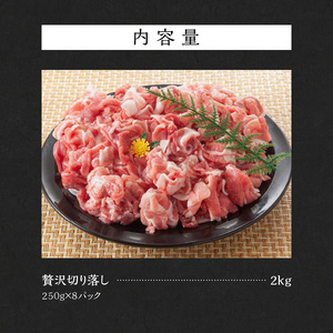 【北島麦豚】贅沢切り落し 2kg(250g×8パック) 豚肉 北海道_Y049-0037