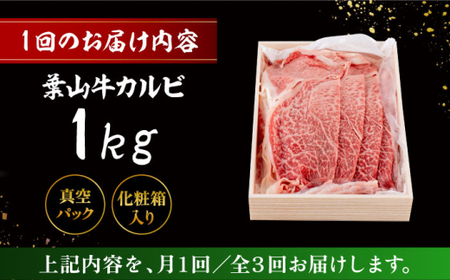 【全3回定期便】 葉山牛 カルビ1Kg／ カルビ[ASAP041]
