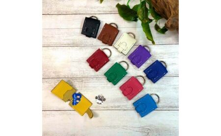 イタリアンシュリンクレザー（本革）の犬鑑札ケース 雑貨 ペット用品 ペットグッズ ハンドメイド 柔らかい手触り イタリアンレザー ＳＤカード収納 アクセサリー収納  青