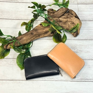 【ヌメ革】フルラウンドファスナーコインケース(ヌメ・クロ) 牛革 ヌメ革 ハンドメイド ヌメ