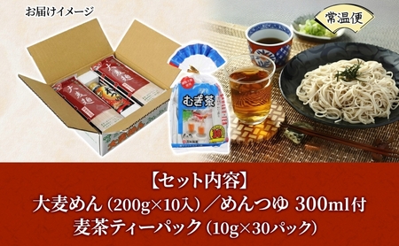 大麦麺 200g×10入 麦茶 10g×30パック 詰め合わせ ざる麺 麺 主食 温かい 冷たい つゆ めんつゆ ノンカフェイン 茶 お茶 水出し 煮出し ホット アイス 水分補給 飲料 グルメ アレンジ 素朴 大麦 麦 香ばしい 日本精麦 送料無料 寒川町 神奈川県