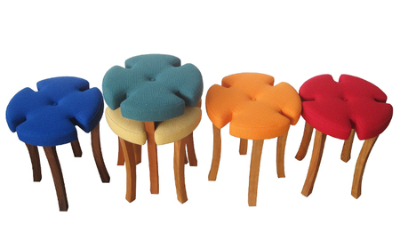 花形スツール　1脚　アメリカンチェリー材　 インテリア 工芸品  オレンジ