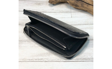 財布 墨染クロコダイル×墨染牛革のフルラウンドファスナー財布 長財布 ワニ 革小物 革製品 
