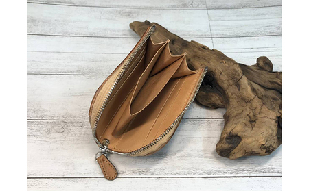 漉き模様革のL字ファスナーショート財布 ファッション小物 収納 コンパクト 牛革 革製品  黒