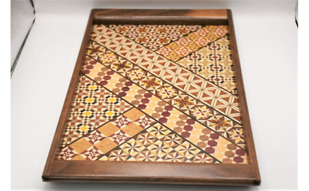 箱根寄木細工　袖付長盆(小)［工芸品工芸品］