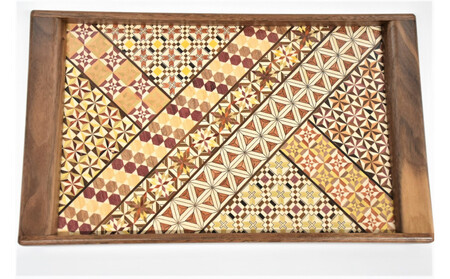 箱根寄木細工　袖付長盆(小)［工芸品工芸品］