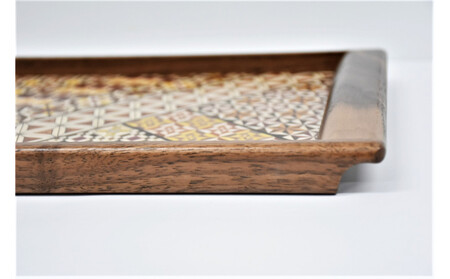 箱根寄木細工　袖付長盆(小)［工芸品工芸品］