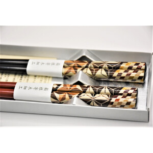 箱根寄木細工　塗夫婦箸［工芸品工芸品］