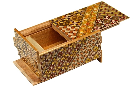 秘密箱２１回仕掛け ４寸 小寄木［工芸品工芸品］