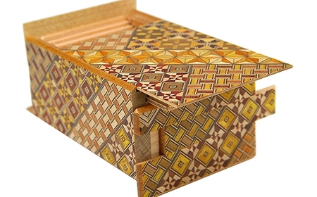 秘密箱２１回仕掛け ４寸 小寄木［工芸品工芸品］