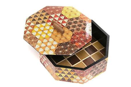 寄木細工 八角菓子器 亀甲［工芸品工芸品］