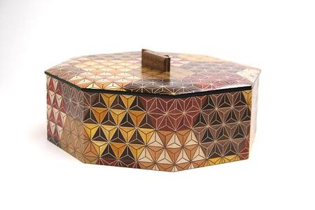 寄木細工 八角菓子器 亀甲［工芸品工芸品］