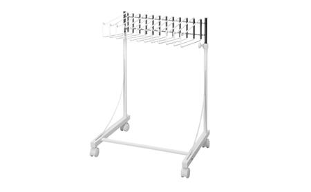 高さ伸縮スラックスハンガー12本掛 (ホワイト) 雑貨 スラックス収納 ズボン収納 ズボンハンガー スイング式ハンガー 出し入れ簡単 