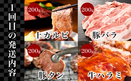 76-83【3ヶ月連続お届け】カルビ・ハラミ・牛タン入り！牛も豚も楽しめる焼肉定期便