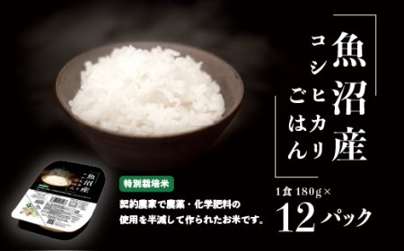C2-PG12新潟県魚沼産特別栽培米コシヒカリ（長岡市川口地域）パックご飯 180g×12個