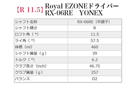 97-19【R 11.5】Royal EZONEドライバー　RX-06RE　YONEX
