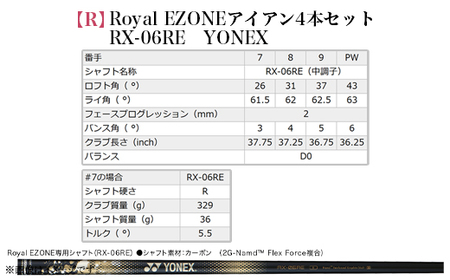 97-20【R】RoyalEZONEアイアン4本セット　RX-06RE　YONEX