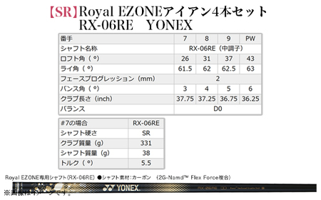 97-21【SR】RoyalEZONEアイアン4本セット　RX-06RE　YONEX