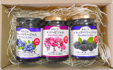 ブルーベリー・ナツハゼ・ブラックベリー無添加ジャム3種セット