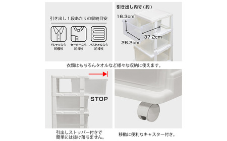 シーズユニット5段 WHクリア 収納チェスト 幅35 奥行42 高さ103.3 引き出し シンプル 衣替え 新生活 リビングチェスト キャスター付き スリム ラック プラスチック 収納チェスト キャスター スリムチェスト 一人暮らし [JEJアステージ] 【013S086】