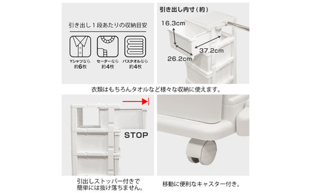 シーズユニット5段 パイプハンガーラック付 WHホワイト  収納チェスト リビングチェスト プラスチック チェスト 新生活 [JEJアステージ] 