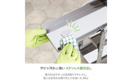 シンク下収納 スライドラック 棚2段 幅50cm キッチンラック キッチン収納 台所収納 キッチン用品 収納用品 [川口工器] 【032S026】