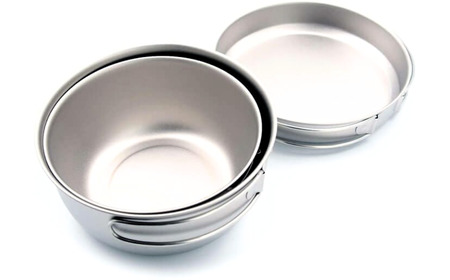 チタンクッカー3点セット 収納袋付 クッカー チタン製 アウトドア用品 キャンプ用品 [村の鍛冶屋] 【022S077】