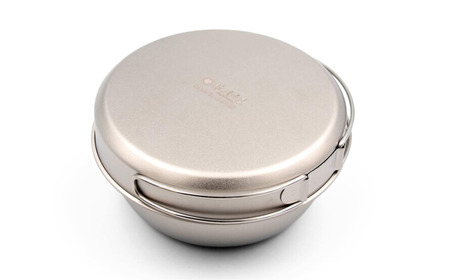 チタンクッカー3点セット 収納袋付 クッカー チタン製 アウトドア用品 キャンプ用品 [村の鍛冶屋] 【022S077】